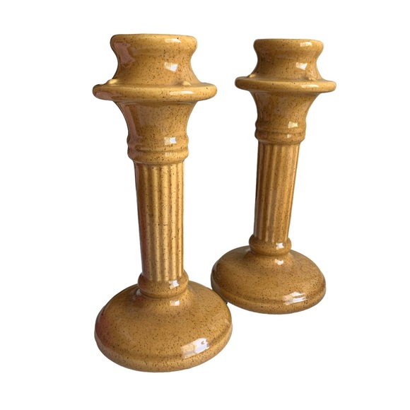 RARE VINTAGE PEDESTAL CLASSIC Royal Haeger Ceramic Pair Candlesticks - Picture 2 of 9